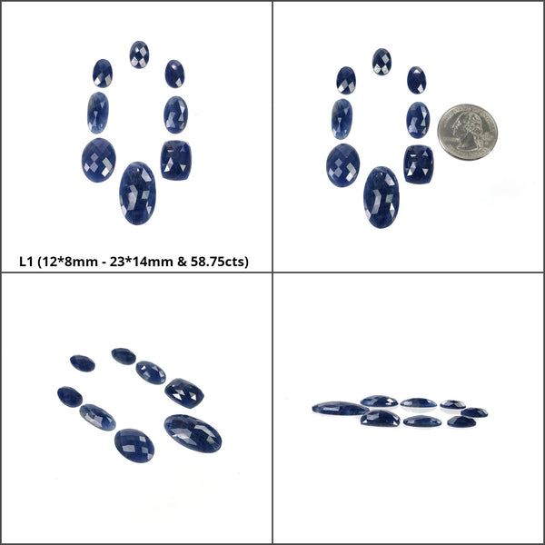 Sapphire Gemstone Rose Cut : Natural Untreated Unheated Blue Sapphire Oval Cushion Uneven Shape Lots