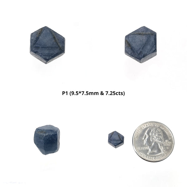 RECORD KEEPER Blue SAPPHIRE Gemstone Crystal : Natural Unheated Triangle Formative Sapphire Rough Specimen