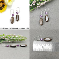 Sapphire & Moonstone Gemstone Earring : Natural Untreated Chocolate Sapphire 925 Sterling Silver Drop Dangle Hook Earring