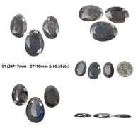 BLUE SILVER Sheen SAPPHIRE Gemstone Normal Cut : Natural Untreated Unheated Sapphire Egg Shape 3pcs & 5pcs