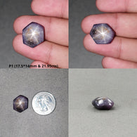 Star Sapphire Gemstone Cabochon : Natural Untreated African Pink Sapphire 6Ray Star Hexagon Shape