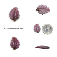 Watermelon Tourmaline Gemstone Carving : Natural Untreated Unheated Bi-Color Tourmaline Hand Carved Leaf