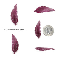 Watermelon Tourmaline Gemstone Carving : Natural Untreated Unheated Bi-Color Tourmaline Hand Carved Leaf