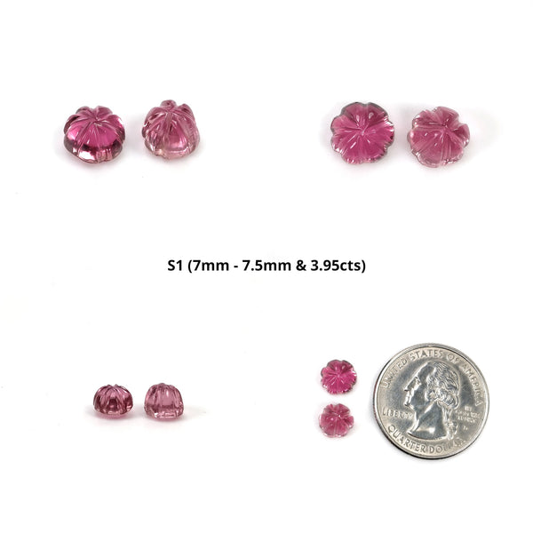 Watermelon Tourmaline Gemstone Carving Cabochon & Rose Cut : Natural Untreated Pink Green Tourmaline Hand Carved Sets