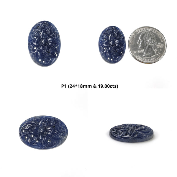 BLUE SAPPHIRE Gemstone Carving : Natural Untreated Unheated Sapphire Hand Carved Oval Shape (With Video)