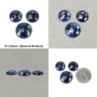 Ruby & Sapphire Gemstone Rose Cut : Natural Untreated Unheated Blue Sapphire Round Shape Sets