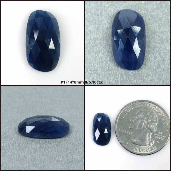 BLUE SAPPHIRE Gemstone Rose Cut : Natural Untreated Unheated Sapphire Uneven Shape 1pc