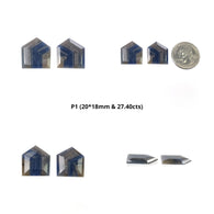 Sapphire Gemstone Normal Cut : Natural Untreated Unheated Blue Silver Sapphire Hexagon Uneven Shape Pairs