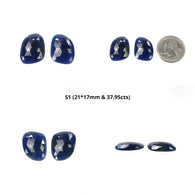 Sapphire Gemstone Rose Cut : Natural Untreated Unheated Blue Sapphire Uneven Shape Set