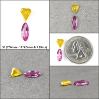 Yellow SAPPHIRE RUBY And EMERALD Gemstone Normal Cut : Natural Untreated Sapphire Marquise Pear Oval & Triangle Shape 2pcs Set