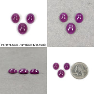 Purple Ruby Gemstone Cabochon : Natural Untreated Unheated Ruby Oval Shape 3pcs