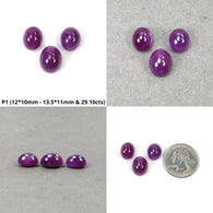 Purple Ruby Gemstone Cabochon : Natural Untreated Unheated Ruby Oval Shape 3pcs