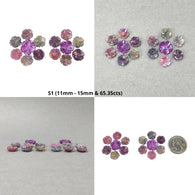 MULTI SAPPHIRE Gemstone Carving : Natural Untreated Unheated Sapphire Hand Carved Round Flowers 14pcs Set