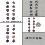 Sapphire Gemstone Carving : Natural Untreated Unheated Bi-Color Multi Sapphire Hand Carved Drilled Flowers 10pcs & 16pcs Set