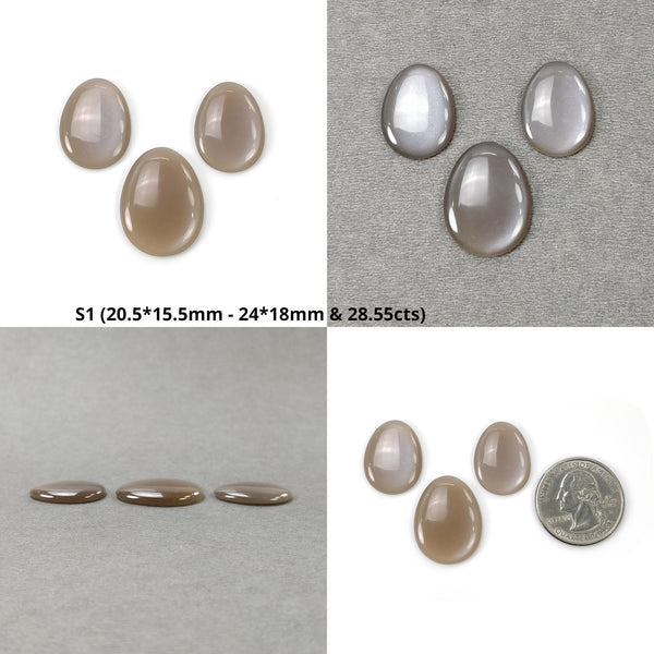 PEACH And BROWN MOONSTONE Gemstone Cabochon : Natural Untreated Unheated Moonstone Oval Pear Shape 3pcs & 4pcs