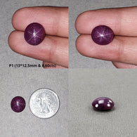 Star Ruby Gemstone Cabochon : Natural Untreated Unheated Red 6Ray Star Ruby Oval Shape