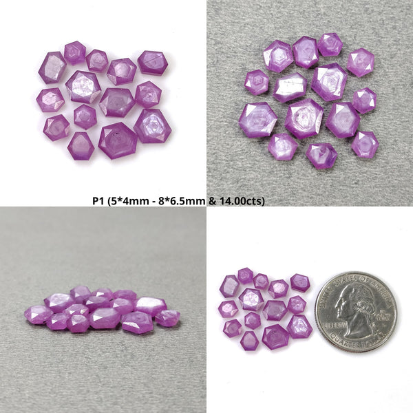 Raspberry Sheen SAPPHIRE Gemstone Normal Cut : Natural Untreated Unheated Pink Sapphire Hexagon Shape 11pcs & 14pcs