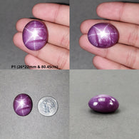 Star Sapphire Gemstone Cabochon : Natural Untreated African Pink Sapphire 6Ray Star Oval And Hexagon Shape