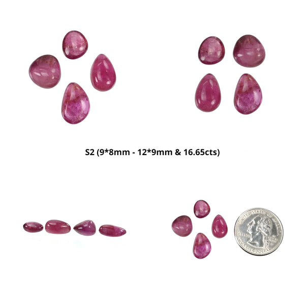 Pink Tourmaline Gemstone Tumble : Natural Untreated Tourmaline Uneven Shape Cabochon Sets