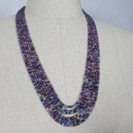 Natural Untreated MULTI SAPPHIRE Gemstone Faceted Shaded Rondelle Checker Cut Beads Necklace 18.2