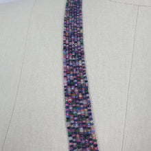 Natural Untreated MULTI SAPPHIRE Gemstone Faceted Shaded Rondelle Checker Cut Beads Necklace 19" - 22"