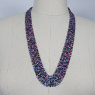 MULTI SAPPHIRE Gemstone NECKLACE : Natural Untreated Sapphire Faceted Shaded Rondelle Checker Cut Beads Necklace 19.2