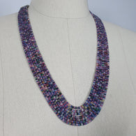 Natural Untreated MULTI SAPPHIRE Gemstone Faceted Shaded Rondelle Checker Cut Beads Necklace 19
