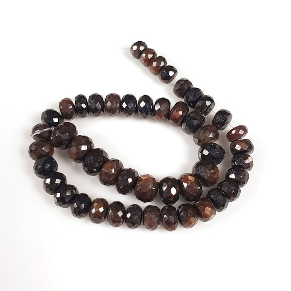 Golden Brown CHOCOLATE SAPPHIRE Gemstone Loose Beads : 48.50cts Natural Untreated Sapphire Checker Cut 6.5"Rondelle Loose Beads 4mm - 6mm For Necklace