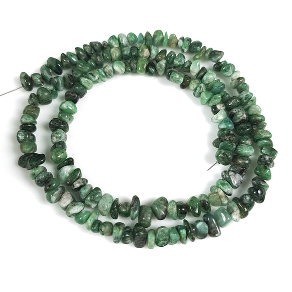 GREEN EMERALD Gemstone Loose Beads : 90.00cts Natural Untreated EMERALD Gemstone 19" Nuggets Cabochon Beads 4mm - 7mm For Necklace