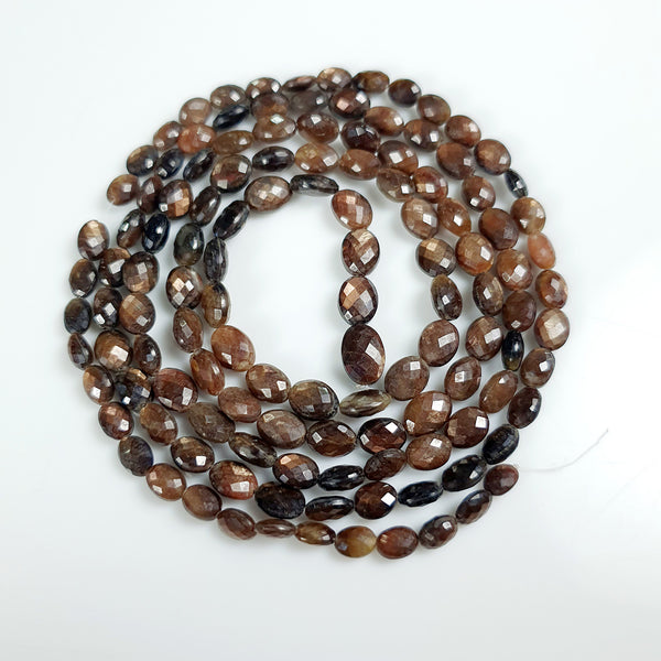 Golden Brown CHOCOLATE SAPPHIRE Gemstone Loose Beads : 209.00cts Natural Untreated Sapphire Checker Cut 36"Oval Loose Beads 6*4mm - 10* 6mm For Necklace