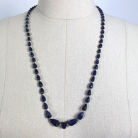 BLUE SAPPHIRE Gemstone NECKLACE : Natural Untreated Sapphire Hand Carved Melon Tear Drops 24