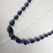 BLUE SAPPHIRE Gemstone NECKLACE : Natural Untreated Sapphire Hand Carved Melon Tear Drops 24" Beads Necklace