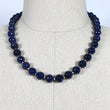 BLUE SAPPHIRE Gemstone NECKLACE : Natural Untreated Sapphire September Birthstone Round Shape 12mm Checker Cut 20" Beads Necklace