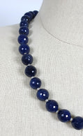 BLUE SAPPHIRE Gemstone NECKLACE : Natural Untreated Sapphire September Birthstone Round Shape 12mm Checker Cut 20