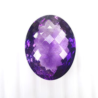 PURPLE RUTILE AMETHYST Quartz Gemstone Checker Cut : 45.00cts Natural Untreated Amethyst Oval Shape 27*21mm (With Video)