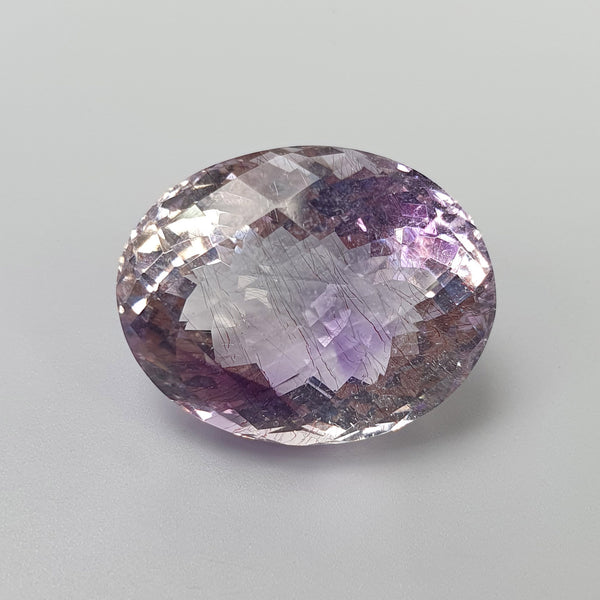 PURPLE RUTILE AMETHYST Quartz Gemstone Checker Cut : 20.34cts Natural Untreated Amethyst Oval Shape 20*16mm (With Video)
