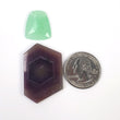 MULTI SAPPHIRE & CHRYSOPRASE Gemstone Flat Slice : 45.90cts Natural Bi-Color Hexagon Sapphire Chrysoprase Rose Cut 20*17mm - 45*18mm 2pcs (With Video)
