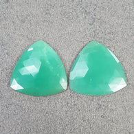 Green CHRYSOPRASE Gemstone Rose Cut : 36.40cts Natural Untreated Chrysoprase Triangle Shape 29mm Pair
