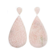 PINK OPAL Gemstone Carving : 60.65cts Natural Untreated Pink Opal Pear Shape Hand Carved 53*29.5mm - 13*9mm 4pcs