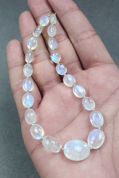 RAINBOW MOONSTONE Gemstone Loose Beads : 90.90cts Natural Untreated Moonstone Oval Plain Nuggets 8*6.5mm - 17*13mm 9" (With Video)