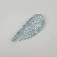 AQUAMARINE Gemstone Carving : 12.25cts Natural Untreated Milky Aqua Hand Carved Leaf 30*11.5mm