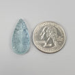 AQUAMARINE Gemstone Carving : 12.26cts Natural Untreated Milky Aqua Pear Shape Hand Carved Leaf 26.5*13mm