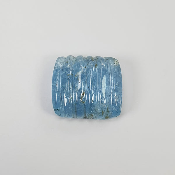 AQUAMARINE Gemstone Carving  : 21.85cts Natural Untreated Blue Aqua Hand Carved Cushion Shape 18.5*17mm