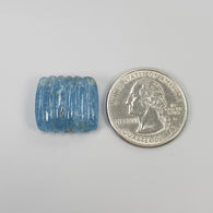 एक्वामरीन रत्न नक्काशी: 21.85cts प्राकृतिक अनुपचारित नीला एक्वा हाथ नक्काशीदार कुशन आकार 18.5*17mm
