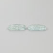 AQUAMARINE Gemstone Carving : 6.95cts Natural Untreated Blue Aquamarine Hand Carved Cushion Shape 14*8mm Pair