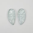 AQUAMARINE Gemstone Carving : 9.95cts Natural Untreated Blue Aquamarine Hand Carved Uneven Shape 20*10mm Pair