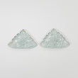AQUAMARINE Gemstone Carving : 23.25cts Natural Untreated Blue Aquamarine Hand Carved Triangle Shape 27.5*19.5mm Pair