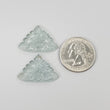 AQUAMARINE Gemstone Carving : 23.25cts Natural Untreated Blue Aquamarine Hand Carved Triangle Shape 27.5*19.5mm Pair