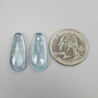 AQUAMARINE Gemstone Rose Cut : 20.60cts Natural Untreated Unheated Blue Aquamarine Uneven Shape 25*10.5mm Pair
