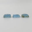 AQUAMARINE Gemstone Carving : 25.05cts Natural Untreated Blue Aquamarine Hand Carved Cushion Shape 14.4*9.5mm 3pcs